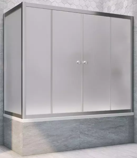 

Шторка на ванну стеклянная «Vegas Glass» Z2V+ZVF Novo 190/85 сатин/хром матовая универсальная