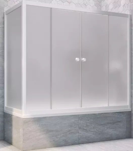 

Шторка на ванну стеклянная «Vegas Glass» Z2V+ZVF Novo 190/90 сатин/белая универсальная