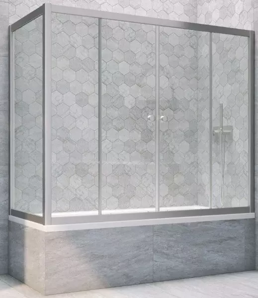 

Шторка на ванну стеклянная «Vegas Glass» Z2V+ZVF Novo 190/90 прозрачная/хром матовая универсальная