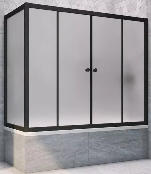 

Шторка на ванну стеклянная «Vegas Glass» Z2V+ZVF Novo 190/90 сатин/чёрная матовая универсальная