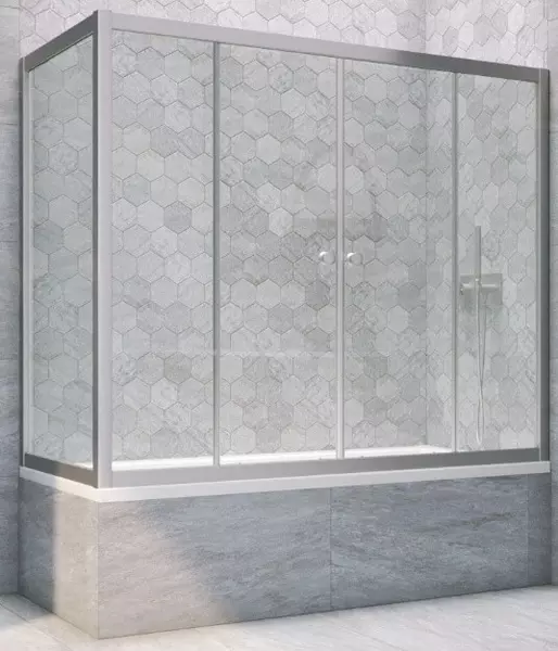 

Шторка на ванну стеклянная «Vegas Glass» Z2V+ZVF Novo 195/75 прозрачная/хром матовая универсальная