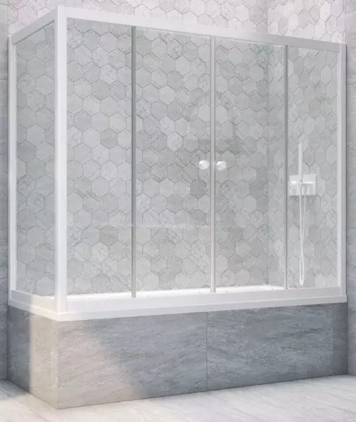 

Шторка на ванну стеклянная «Vegas Glass» Z2V+ZVF Novo 195/80 прозрачная/белая универсальная