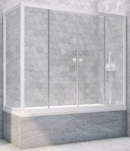 

Шторка на ванну стеклянная «Vegas Glass» Z2V+ZVF Novo 195/85 прозрачная/белая универсальная