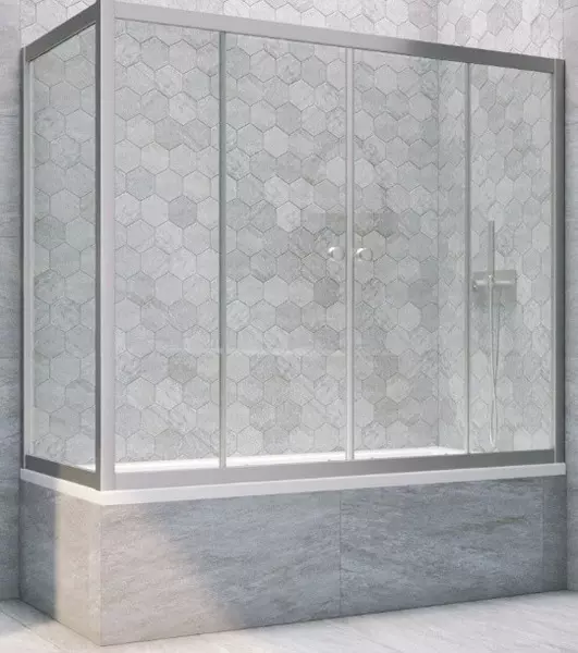 

Шторка на ванну стеклянная «Vegas Glass» Z2V+ZVF Novo 195/90 прозрачная/хром матовая универсальная