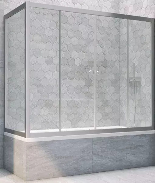 

Шторка на ванну стеклянная «Vegas Glass» Z2V+ZVF Novo 200/75 прозрачная/хром матовая универсальная