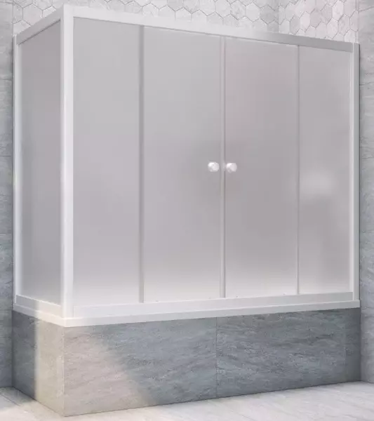 

Шторка на ванну стеклянная «Vegas Glass» Z2V+ZVF Novo 200/80 сатин/белая универсальная