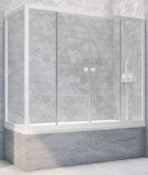 

Шторка на ванну стеклянная «Vegas Glass» Z2V+ZVF Novo 200/85 прозрачная/белая универсальная