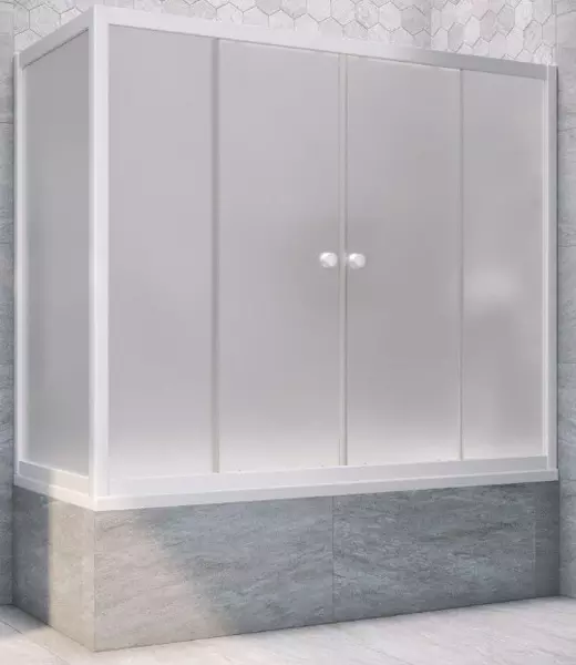 

Шторка на ванну стеклянная «Vegas Glass» Z2V+ZVF Novo 200/85 сатин/белая универсальная