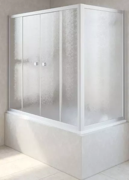 

Шторка на ванну стеклянная «Vegas Glass» Z2V+ZVF Novo 180/85 шиншилла/хром матовая универсальная