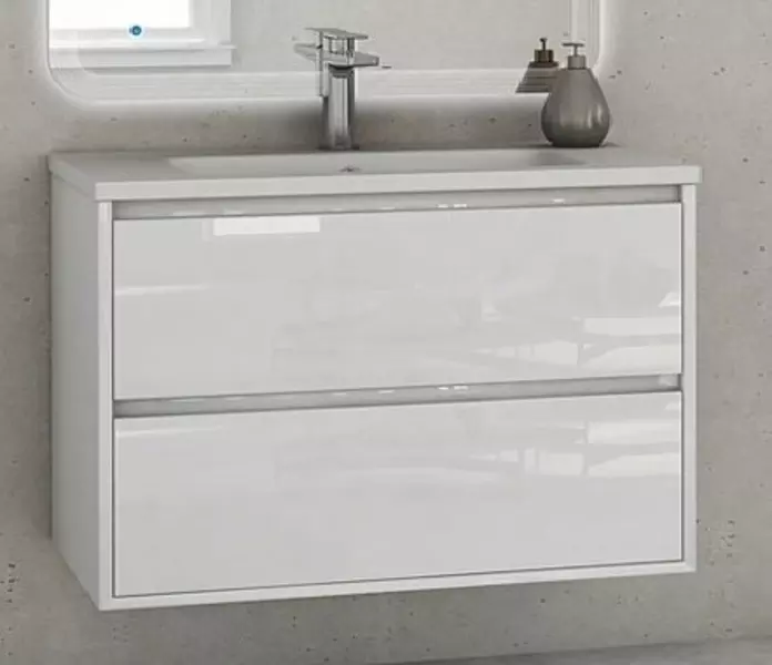 

Тумба с раковиной «Cezares» Glass 74 (75/46) подвесная Bianco Lucido