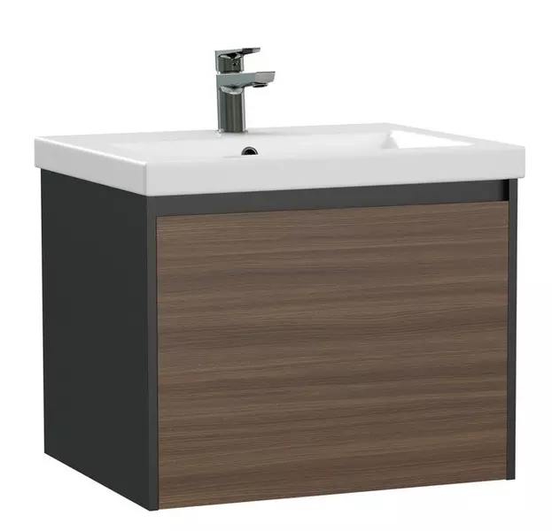 

Тумба с раковиной «Cersanit» Grande 60 (Como 60) подвесная чёрный орех