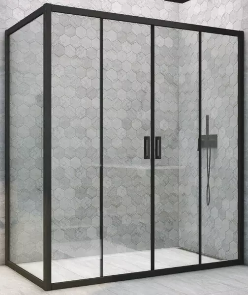 

Душевой угол-ограждение «Vegas Glass» Z2P+ZPV Novo h2000 150/75 Crystal vision/чёрный матовый без поддона универсальный