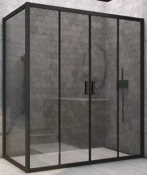 

Душевой угол-ограждение «Vegas Glass» Z2P+ZPV Novo h2000 150/90 графит/чёрный матовый без поддона универсальный