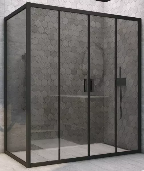 

Душевой угол-ограждение «Vegas Glass» Z2P+ZPV Novo h2000 150/100 графит/чёрный матовый без поддона универсальный