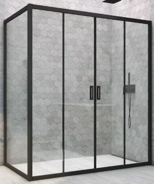 

Душевой угол-ограждение «Vegas Glass» Z2P+ZPV Novo h2000 155/85 Crystal vision/чёрный матовый без поддона универсальный