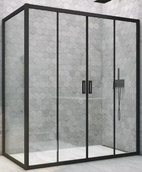 

Душевой угол-ограждение «Vegas Glass» Z2P+ZPV Novo h2000 160/95 Crystal vision/чёрный матовый без поддона универсальный