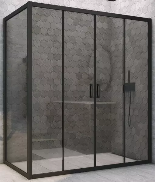 

Душевой угол-ограждение «Vegas Glass» Z2P+ZPV Novo h2000 165/75 графит/чёрный матовый без поддона универсальный
