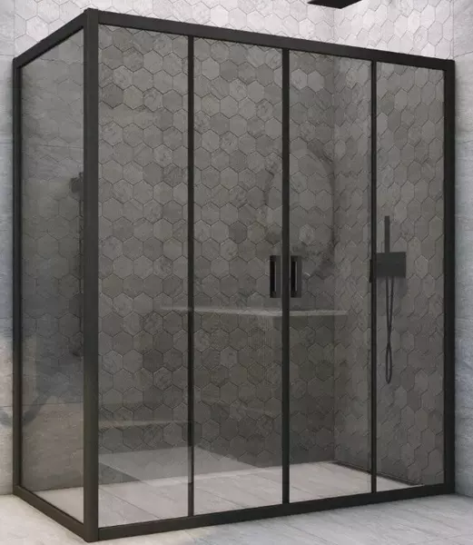 

Душевой угол-ограждение «Vegas Glass» Z2P+ZPV Novo h2000 165/85 графит/чёрный матовый без поддона универсальный