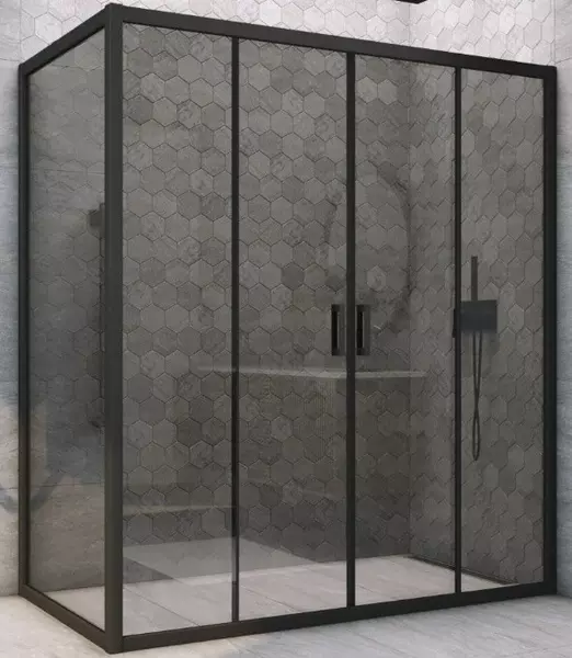 

Душевой угол-ограждение «Vegas Glass» Z2P+ZPV Novo h2000 165/90 графит/чёрный матовый без поддона универсальный