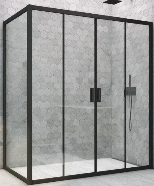 

Душевой угол-ограждение «Vegas Glass» Z2P+ZPV Novo h2000 165/90 Crystal vision/чёрный матовый без поддона универсальный