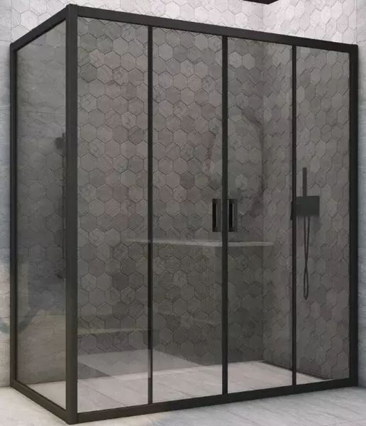 

Душевой угол-ограждение «Vegas Glass» Z2P+ZPV Novo h2000 165/100 графит/чёрный матовый без поддона универсальный