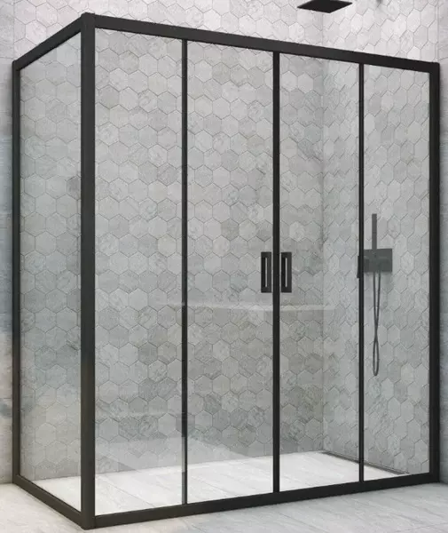 

Душевой угол-ограждение «Vegas Glass» Z2P+ZPV Novo h2000 170/85 Crystal vision/чёрный матовый без поддона универсальный