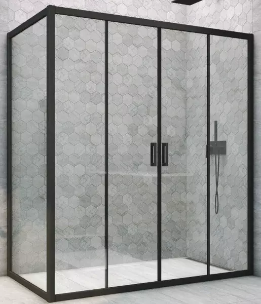 

Душевой угол-ограждение «Vegas Glass» Z2P+ZPV Novo h2000 170/90 Crystal vision/чёрный матовый без поддона универсальный