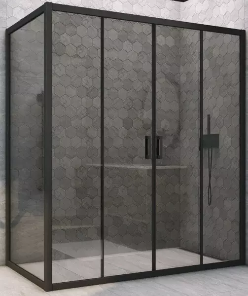 

Душевой угол-ограждение «Vegas Glass» Z2P+ZPV Novo h2000 170/95 графит/чёрный матовый без поддона универсальный