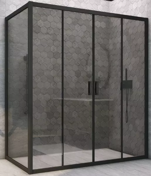 

Душевой угол-ограждение «Vegas Glass» Z2P+ZPV Novo h2000 175/90 графит/чёрный матовый без поддона универсальный