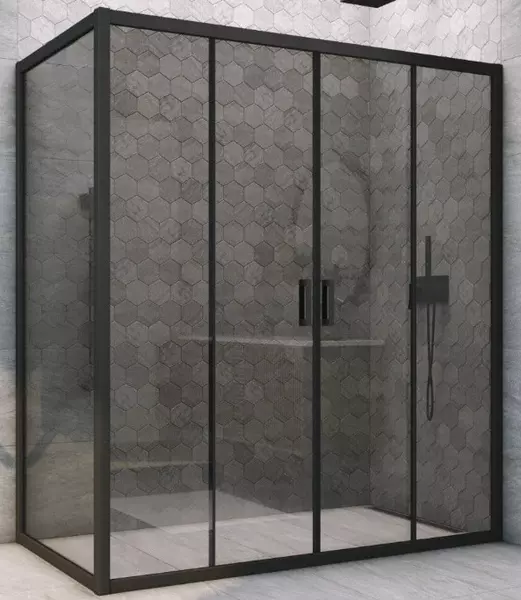 

Душевой угол-ограждение «Vegas Glass» Z2P+ZPV Novo h2000 180/80 графит/чёрный матовый без поддона универсальный