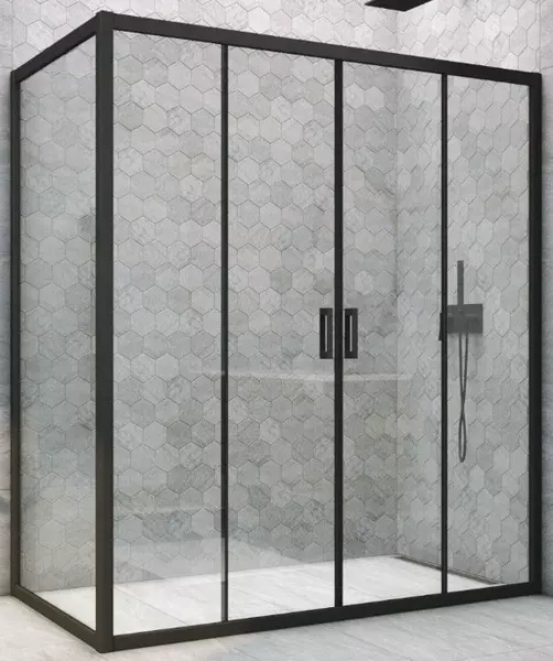 

Душевой угол-ограждение «Vegas Glass» Z2P+ZPV Novo h2000 180/80 Crystal vision/чёрный матовый без поддона универсальный