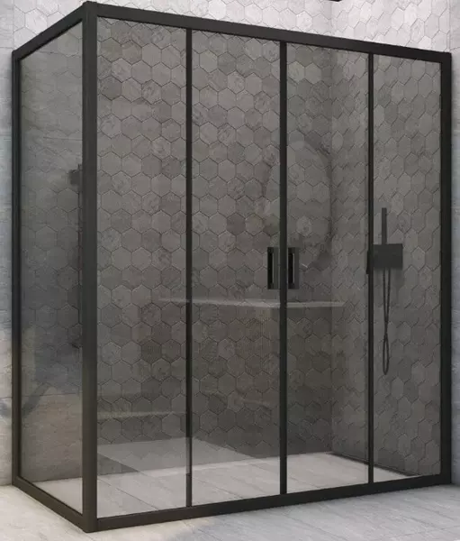 

Душевой угол-ограждение «Vegas Glass» Z2P+ZPV Novo h2000 180/100 графит/чёрный матовый без поддона универсальный