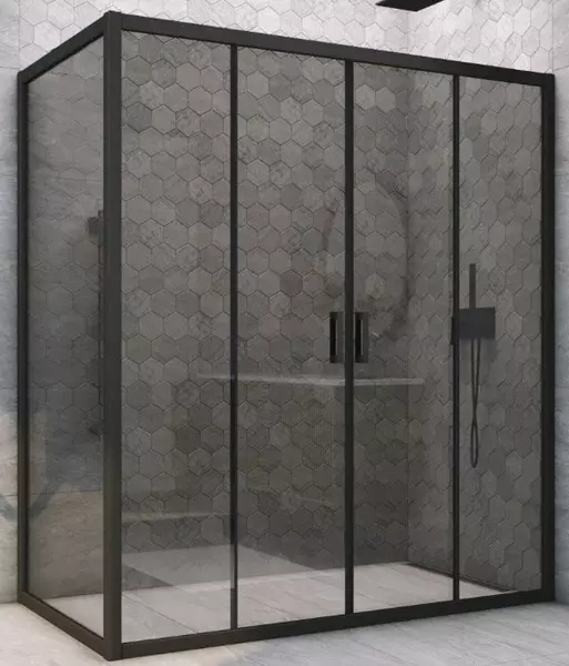

Душевой угол-ограждение «Vegas Glass» Z2P+ZPV Novo h2000 185/75 графит/чёрный матовый без поддона универсальный