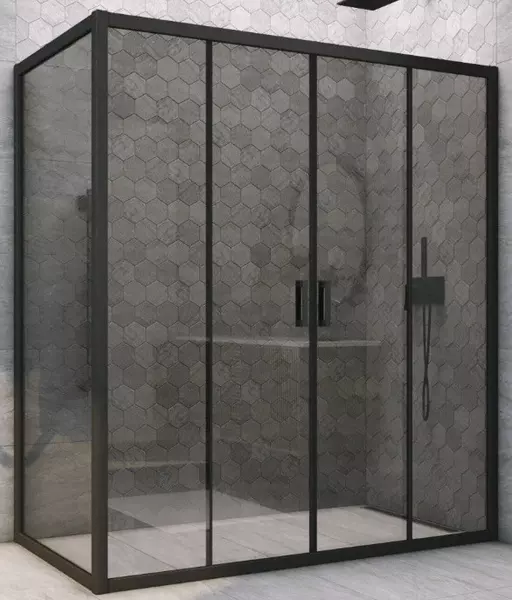 

Душевой угол-ограждение «Vegas Glass» Z2P+ZPV Novo h2000 185/80 графит/чёрный матовый без поддона универсальный