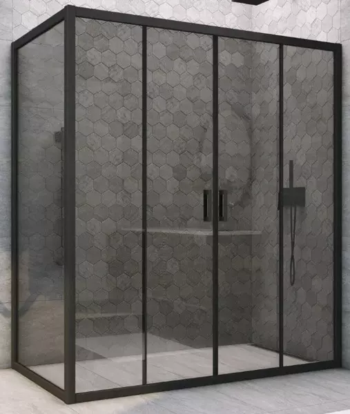 

Душевой угол-ограждение «Vegas Glass» Z2P+ZPV Novo h2000 185/100 графит/чёрный матовый без поддона универсальный