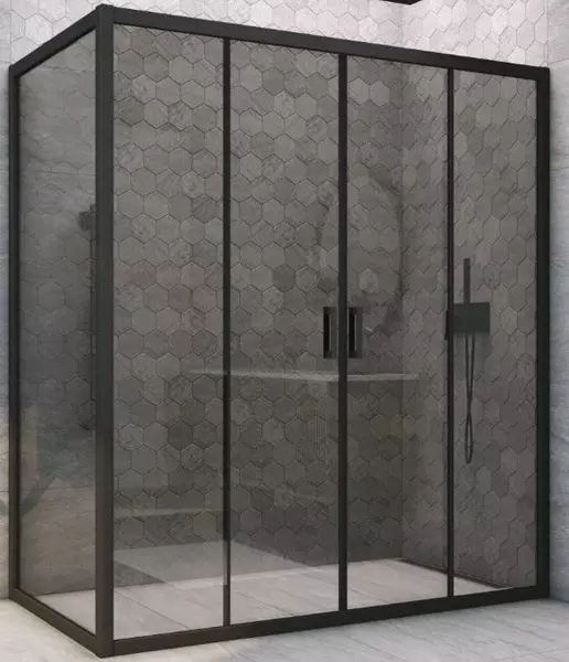 

Душевой угол-ограждение «Vegas Glass» Z2P+ZPV Novo h2000 190/80 графит/чёрный матовый без поддона универсальный