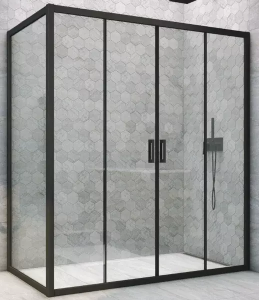 

Душевой угол-ограждение «Vegas Glass» Z2P+ZPV Novo h2000 190/85 Crystal vision/чёрный матовый без поддона универсальный