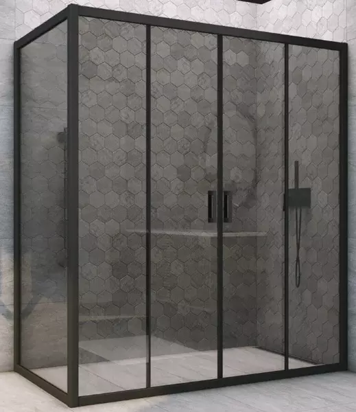 

Душевой угол-ограждение «Vegas Glass» Z2P+ZPV Novo h2000 195/75 графит/чёрный матовый без поддона универсальный