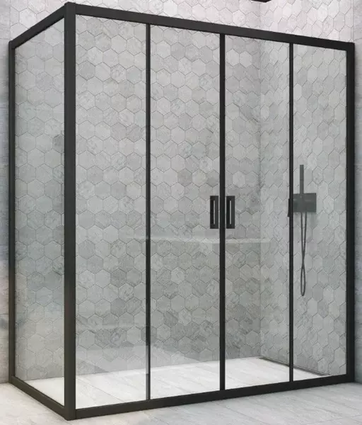 

Душевой угол-ограждение «Vegas Glass» Z2P+ZPV Novo h2000 195/90 Crystal vision/чёрный матовый без поддона универсальный