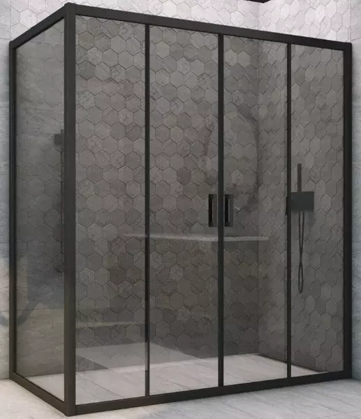 

Душевой угол-ограждение «Vegas Glass» Z2P+ZPV Novo h2000 200/85 графит/чёрный матовый без поддона универсальный