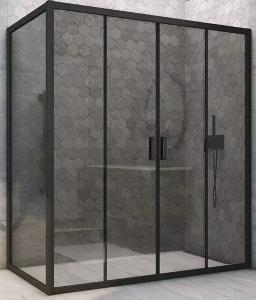 

Душевой угол-ограждение «Vegas Glass» Z2P+ZPV Novo h2000 200/90 графит/чёрный матовый без поддона универсальный