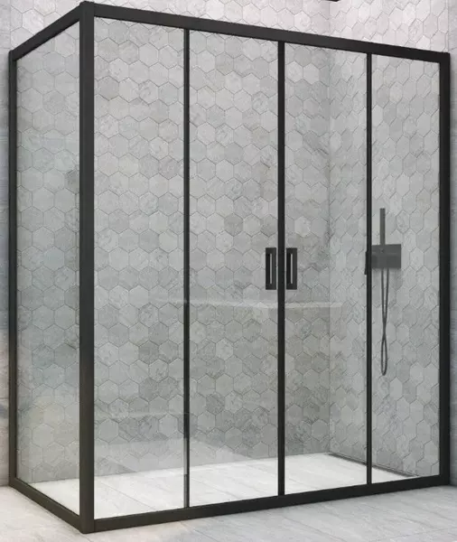

Душевой угол-ограждение «Vegas Glass» Z2P+ZPV Novo h2000 205/95 Crystal vision/чёрный матовый без поддона универсальный