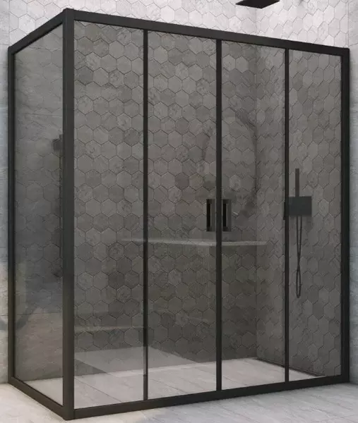

Душевой угол-ограждение «Vegas Glass» Z2P+ZPV Novo h2000 205/100 графит/чёрный матовый без поддона универсальный