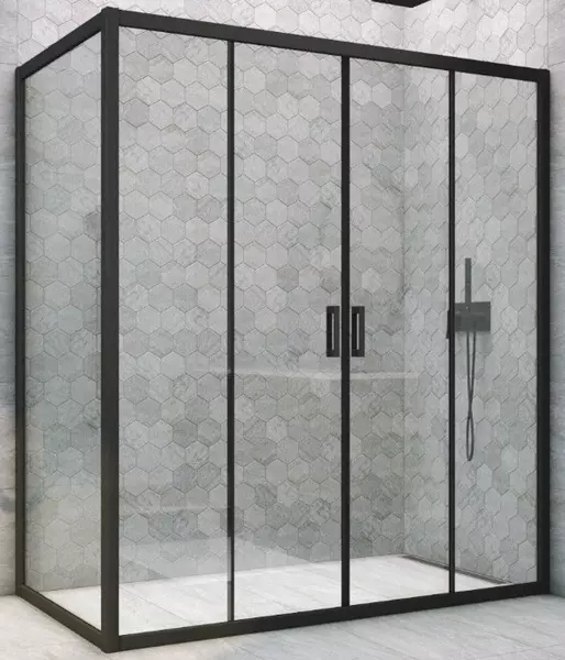 

Душевой угол-ограждение «Vegas Glass» Z2P+ZPV Novo h2000 210/75 Crystal vision/чёрный матовый без поддона универсальный