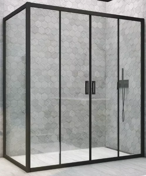

Душевой угол-ограждение «Vegas Glass» Z2P+ZPV Novo h2000 210/90 Crystal vision/чёрный матовый без поддона универсальный