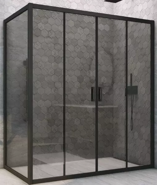 

Душевой угол-ограждение «Vegas Glass» Z2P+ZPV Novo h2000 215/100 графит/чёрный матовый без поддона универсальный
