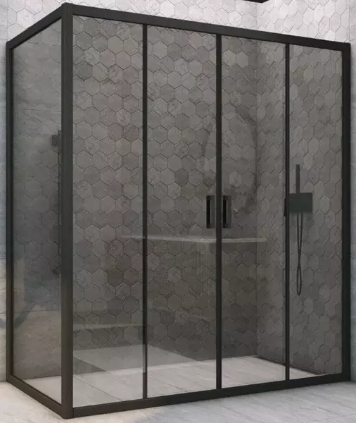 

Душевой угол-ограждение «Vegas Glass» Z2P+ZPV Novo h2000 220/70 графит/чёрный матовый без поддона универсальный