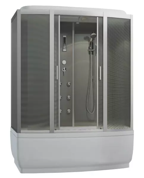 

Душевой бокс «Arcus» AS-125 150/85 с ванной матовый/серый с гидромассажем и электрикой