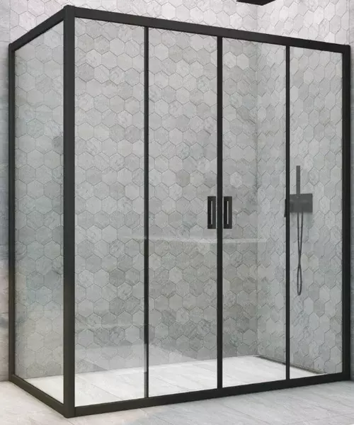 

Душевой угол-ограждение «Vegas Glass» Z2P+ZPV Novo h2000 150/80 прозрачный/чёрный матовый без поддона универсальный
