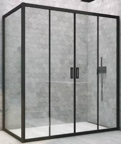 

Душевой угол-ограждение «Vegas Glass» Z2P+ZPV Novo h2000 155/80 прозрачный/чёрный матовый без поддона универсальный